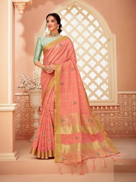 Peach Colour Aradhana Stylewell New Latest Designer Ethnic Wear Cotton Saree Collection 792